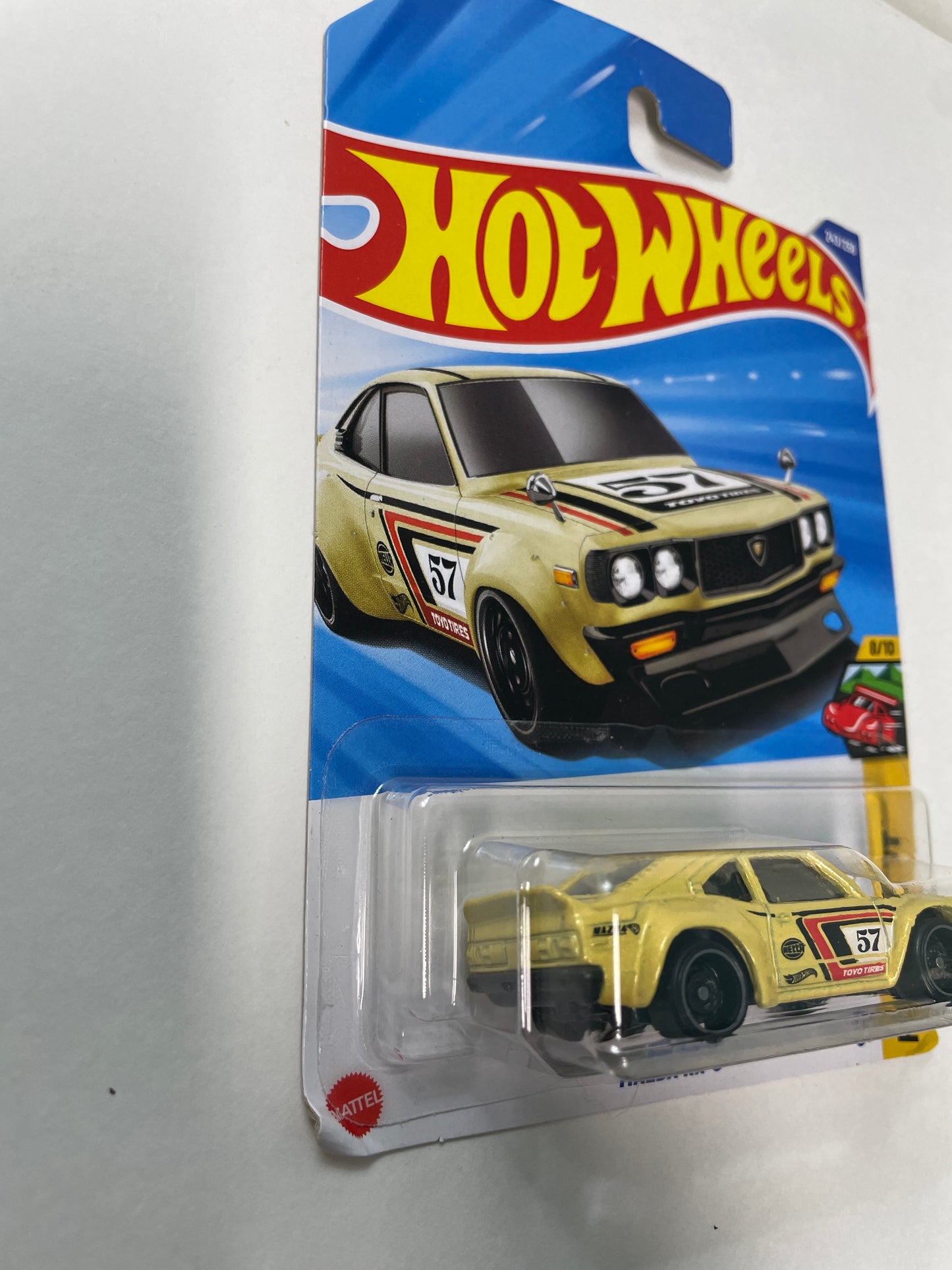 Hot Wheels 1/64 Mazda RX-3 Yellow - Damaged Box