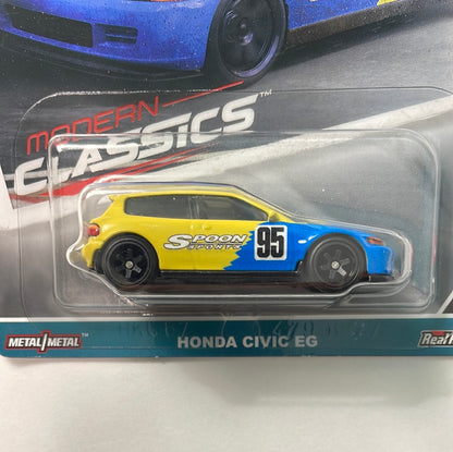 Hot Wheels 1/64 Car Culture Modern Classics Honda Civic EG Spoon Yellow & Blue - Damaged Card