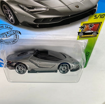 Hot Wheels 1/64 ‘16 Lamborghini Centenario Roadster Silver - Damaged Box