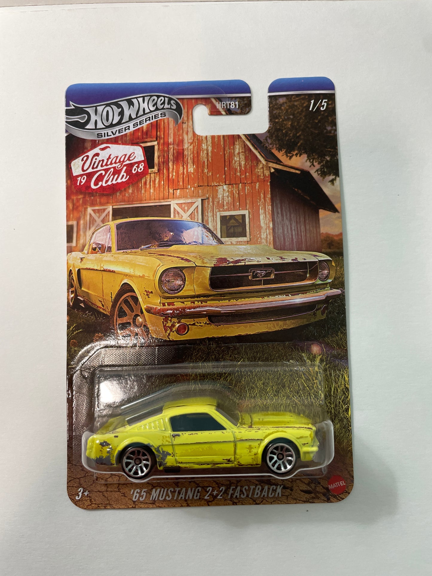 Hot Wheels 1/64 Silver Series Vintage 1968 Club '65 Ford Mustang 2+2 Fastback Yellow - JKY31