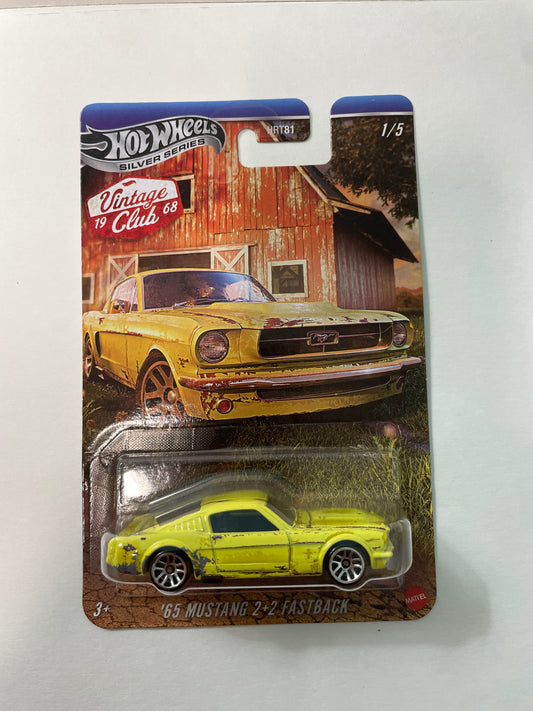 Hot Wheels 1/64 Silver Series Vintage 1968 Club '65 Ford Mustang 2+2 Fastback Yellow - JKY31