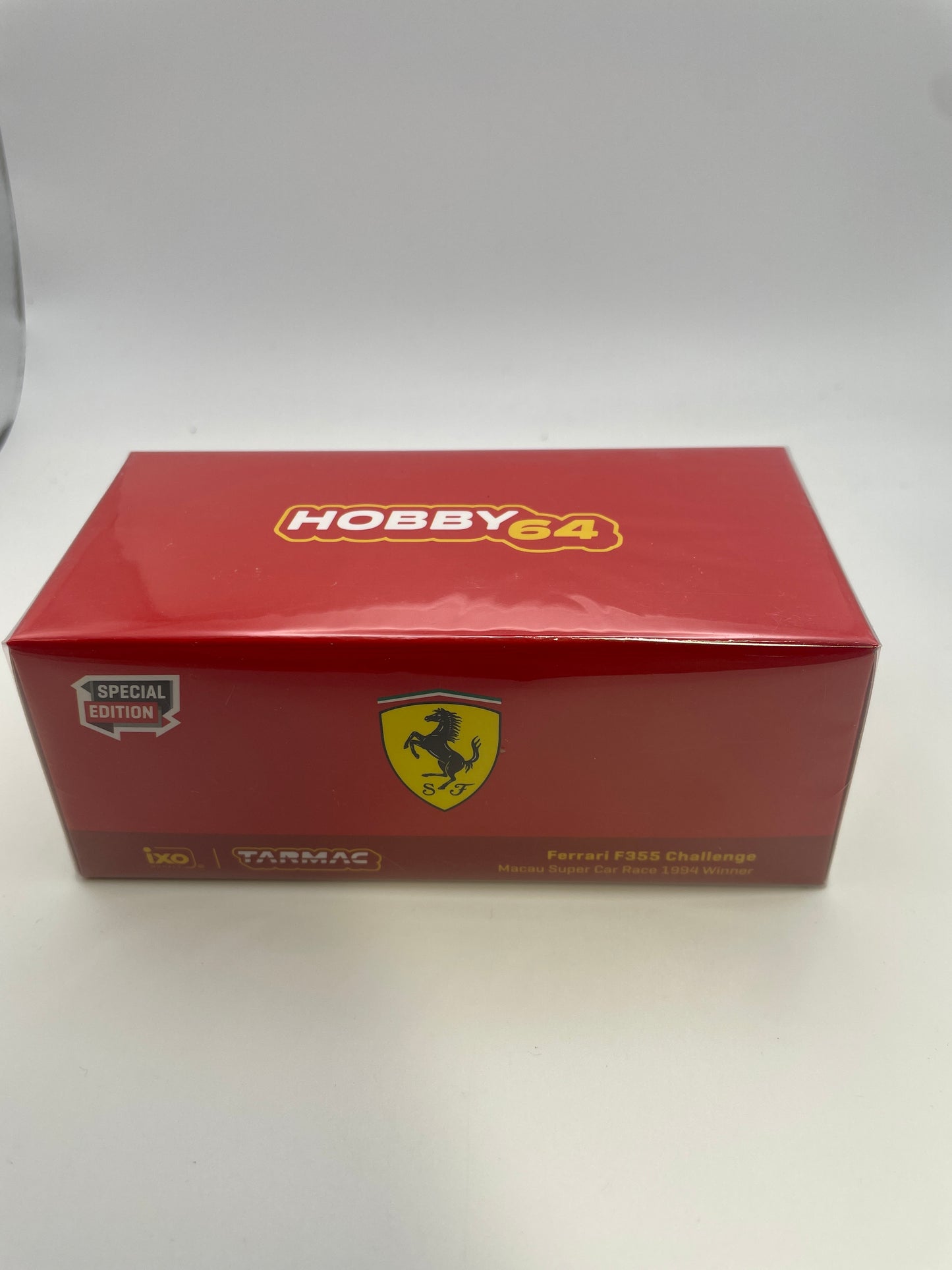 Tarmac Works 1/64 Ferrari F355 Challenge Macau Super Car Race 1994 Winner #01 Charles Kwan Special Edition - HOBBY64 Red