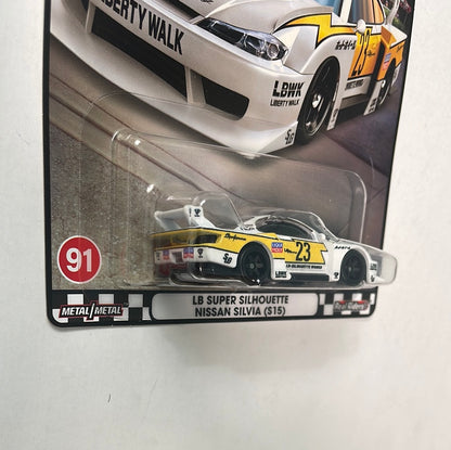 Hot Wheels 1/64 Boulevard Mix U LB Super Silhouette Nissan Silvia (S15) White - HRT64