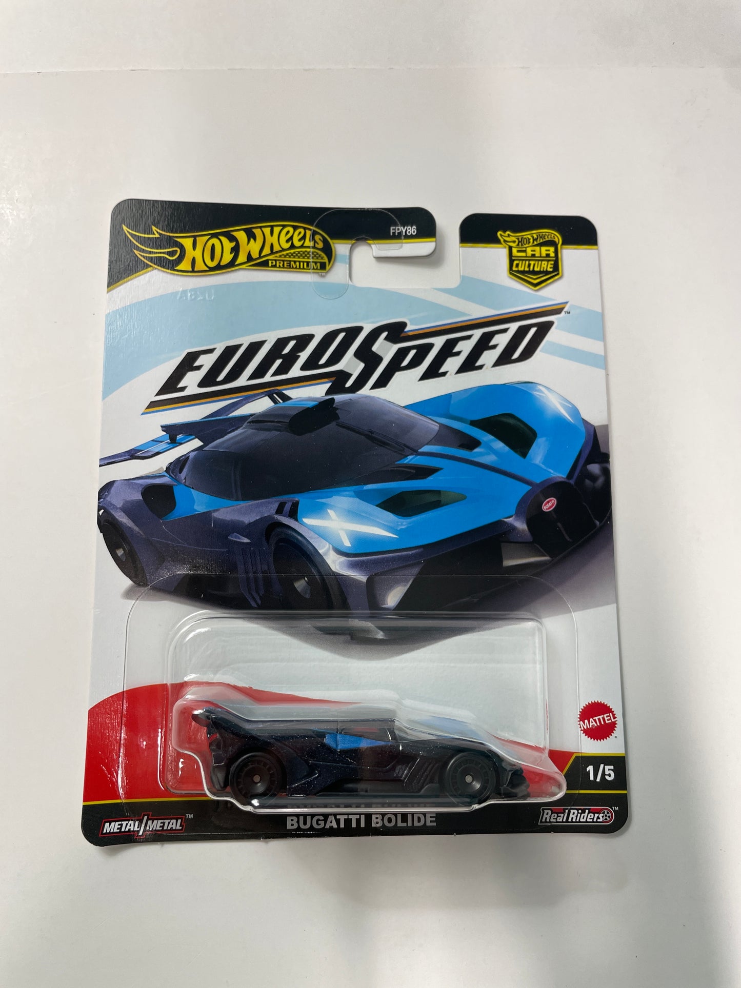 Hot Wheels 1/64 Car Culture Euro Speed Bugatti Bolide Blue - Damaged Box