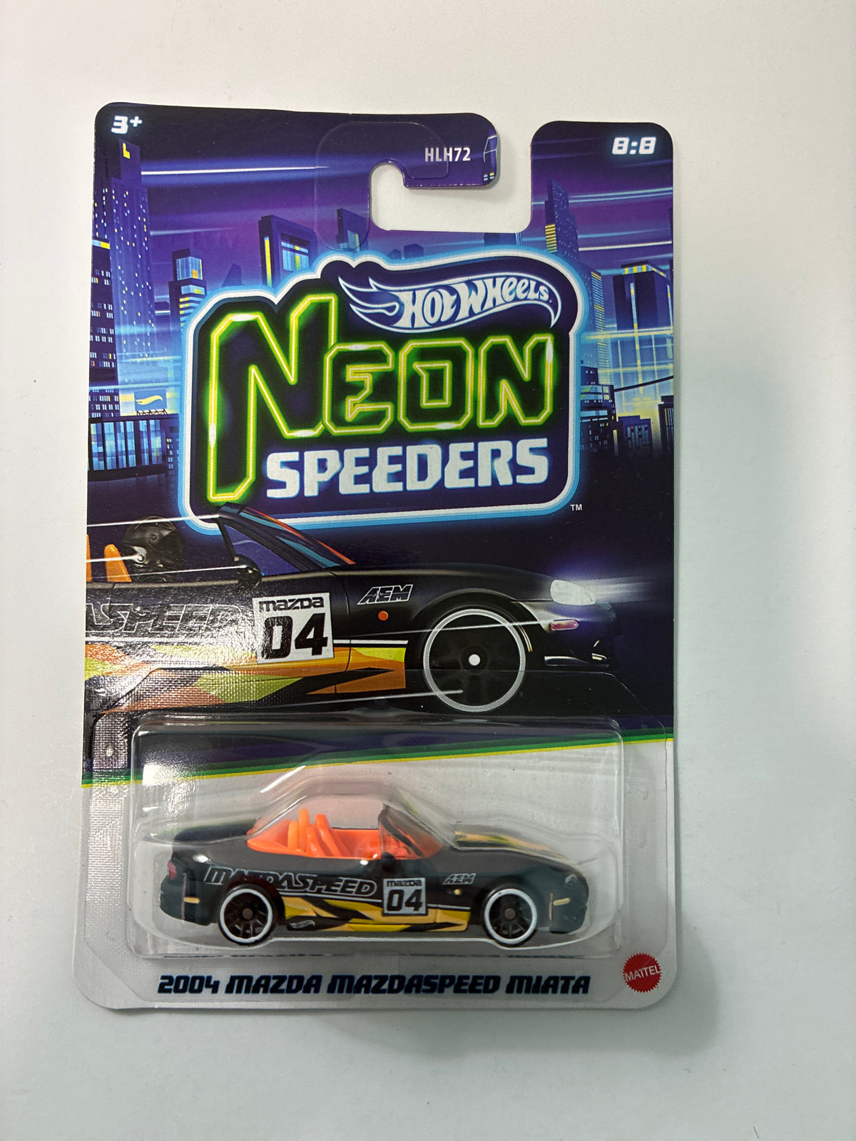Hot Wheels 1/64 Neon Speeders 2004 Mazda Mazdaspeed Miata Black - JKY08