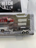 Greenlight 1/64 Racing Hitch & Tow 1986 Chevrolet C30 Custom Deluxe & 1986 Chevrolet Monte Carlo SS #25 Folgers Coffee w/ Flatbed Trailer