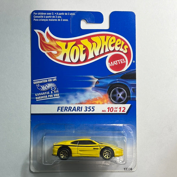 Hot Wheels Ferrari 355 Yellow (7 Spokes Gold Wheels w/ Black Stripe)