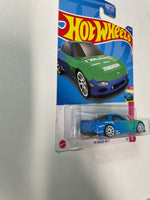 Hot Wheels 1/64 ‘95 Mazda RX-7 Falken Blue & Green - Damaged Card