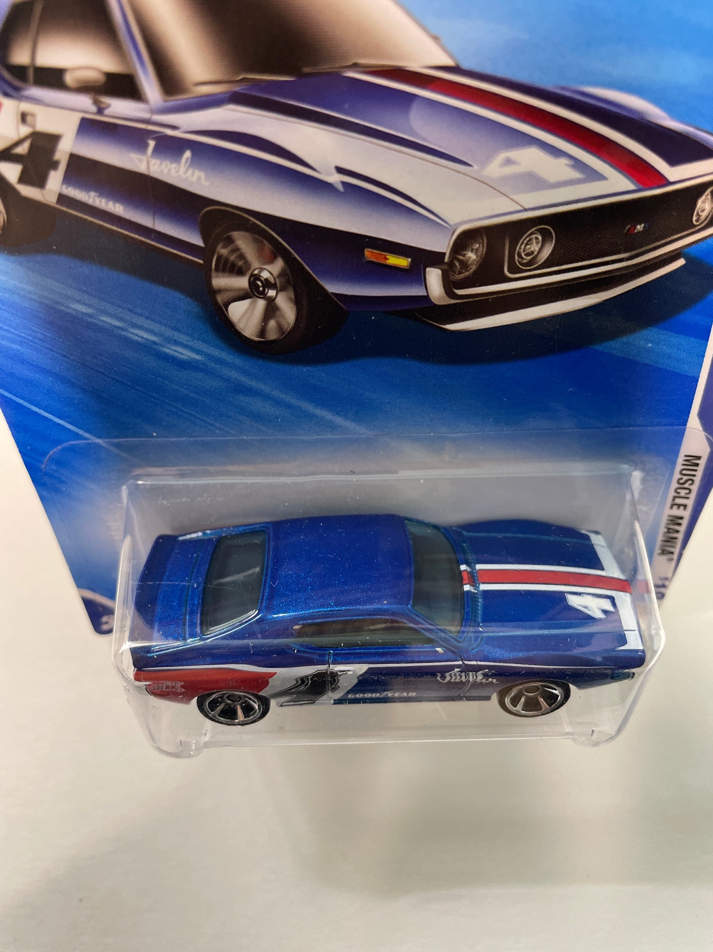 Hot Wheels 1/64 AMC Javelin AMX Blue - Damaged Box