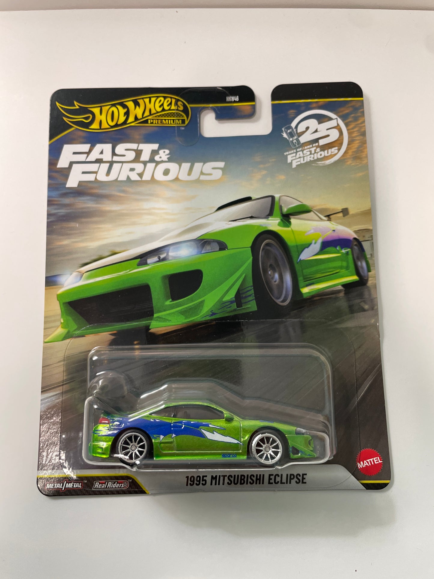 Hot Wheels 1/64 Fast & Furious Mix N 1995 Mitsubishi Eclipse Green- JHW68 - Damaged Box