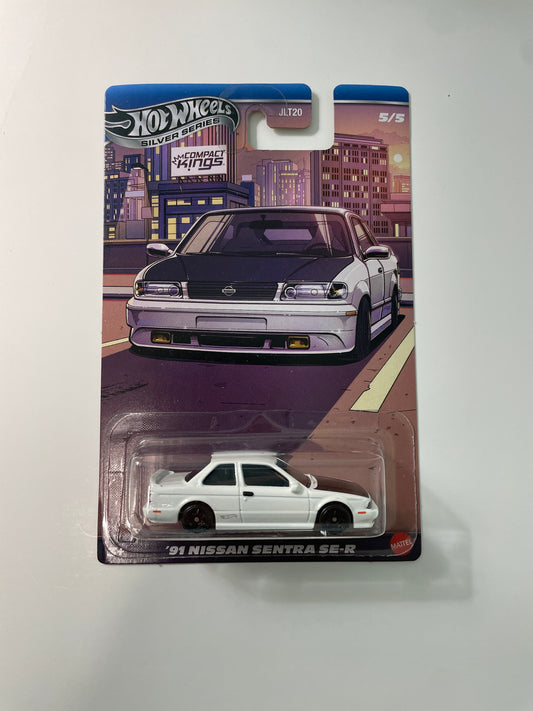 Hot Wheels 1/64 Silver Series Compact Kings '91 Nissan Sentra SE-R White - JKX60