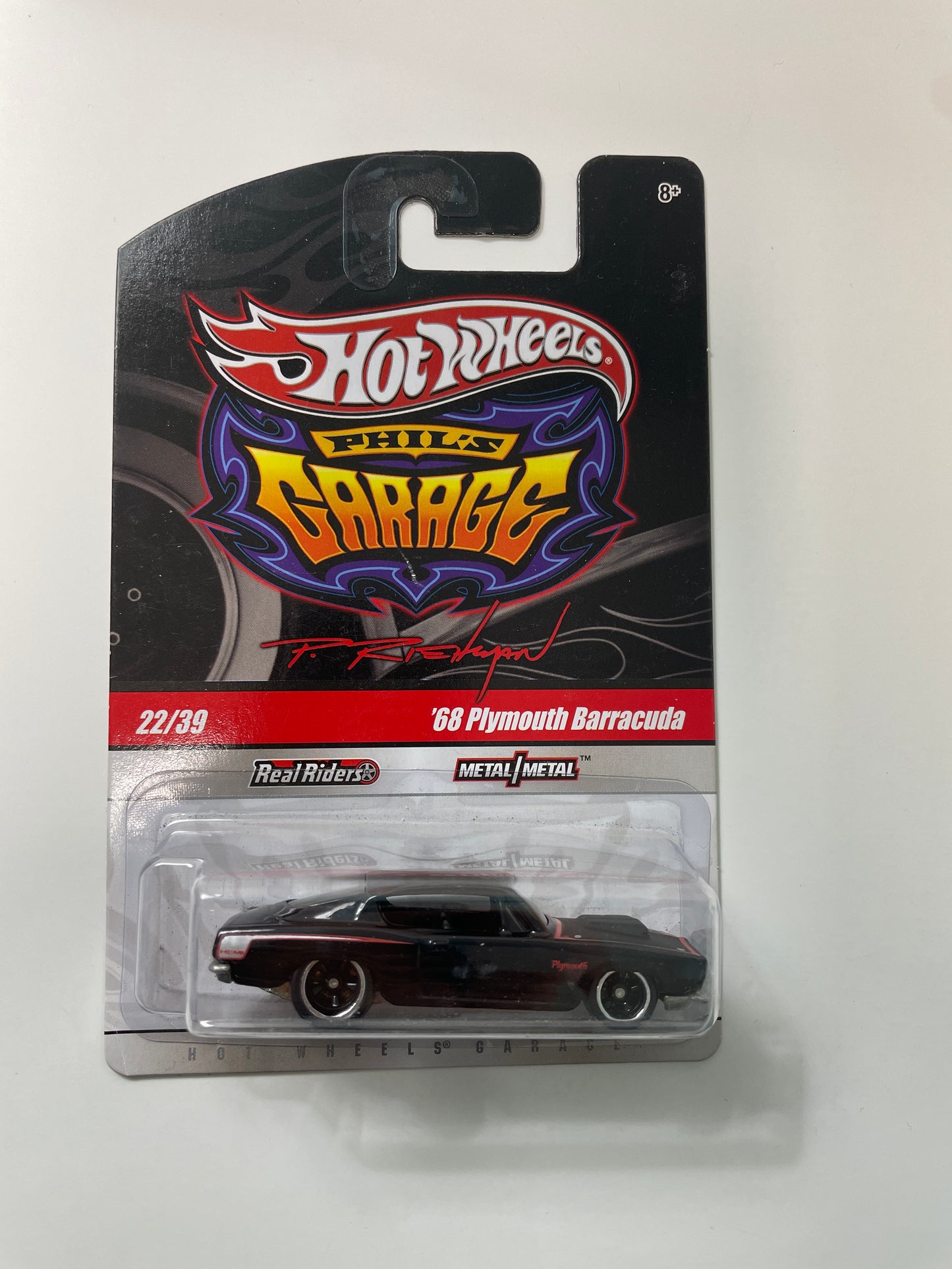 Hot Wheels 1/64 Phil’s Garage ‘68 Plymouth Barracuda Black - Damaged Card