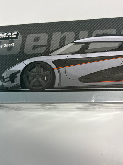 Tarmac Works 1/64 Koenigsegg One:1 Silver GLOBAL64 - T64G-TL054-SL - Damaged Box