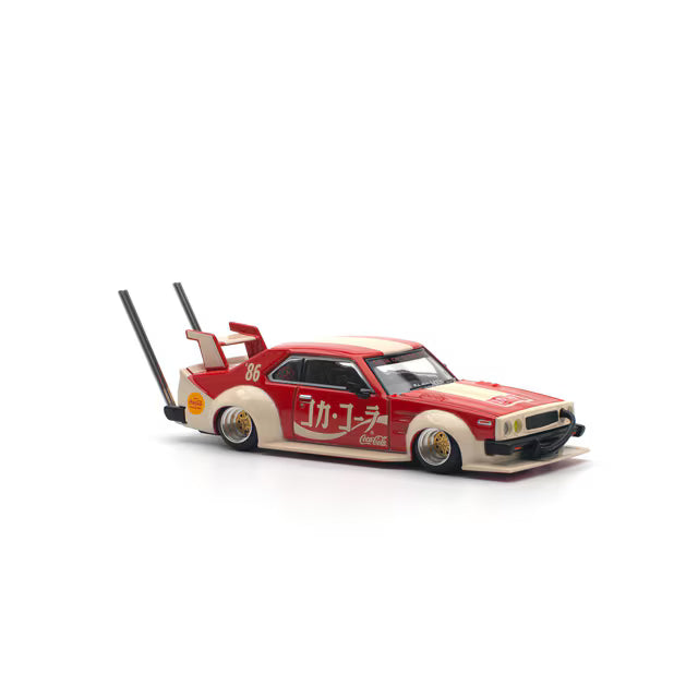 Pop Race x Tiny 1/64 Coca Cola Nissan Skyline C210 Kaido Racer (BOSOZOKU STYLE) Red - Pr64-0135