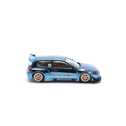 Pop Race 1/64 Pandem Honda Civic EG6 Blue Chrome - PR64-0206