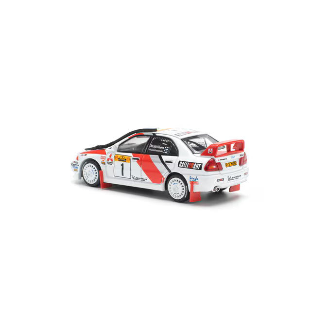 Pop Race 1/64 Mitsubushi Lancer Evolution IV Safari Rally Kenya 1998 #1 White & Red - PR64-0231