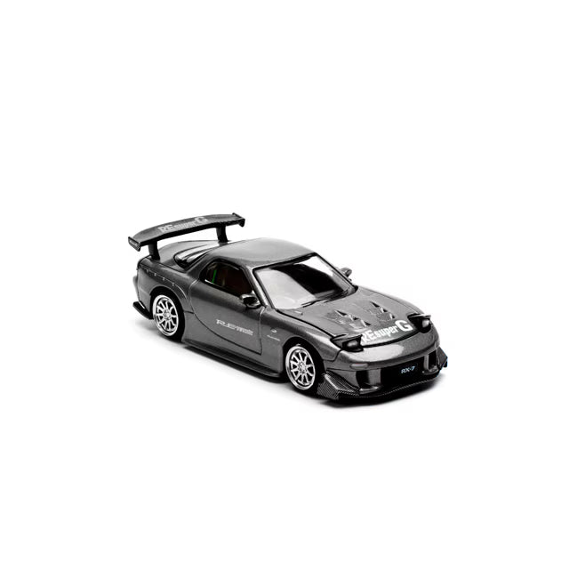 Pop Race 1/64 Mazda RX7 Re-Amemiya Widebody Gun Metal Black - PR64-0255