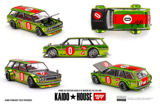 Mini GT x Kaido House 1/64 Datsun KAIDO 510 Wagon OG Flo Yellow - KHMG164