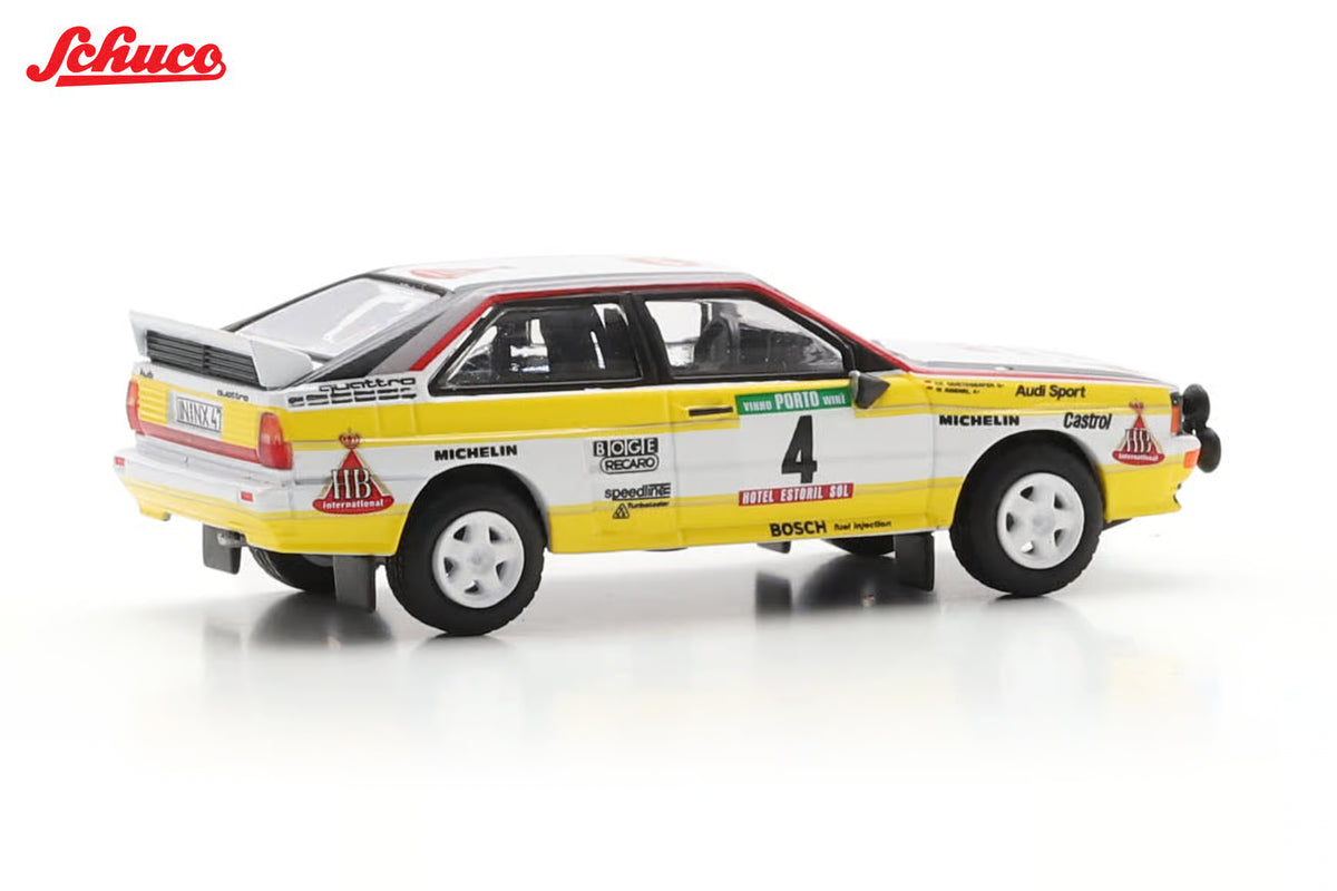 Schuco 1/64 Audi Quattro #4 Rallye Portugal 1984 White & Yellow - 45 203 7000 - Damaged Box