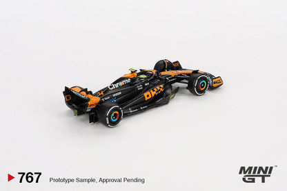 Mini GT 1/64 McLaren MCL60 #4 2023 F1 2023 Japanese GP 2nd Place Lando Norris Black & Orange
