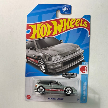 Hot Wheels 1/64 Zamac ‘90 Honda Civic EF Silver - Damaged Card