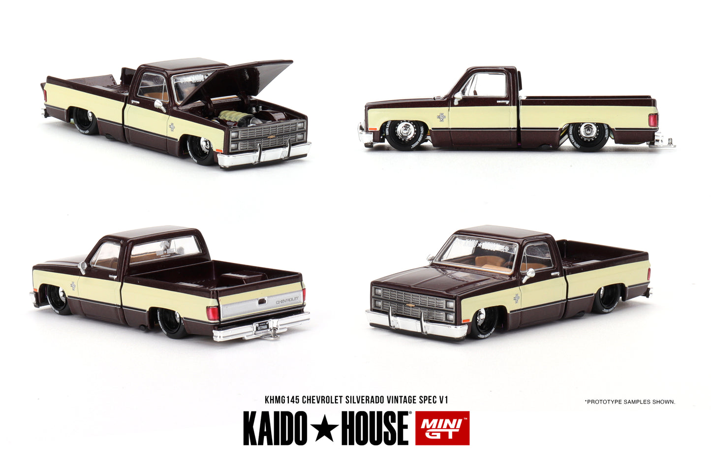 Mini GT x Kaido House 1/64 Chevrolet Silverado KAIDO Vintage Spec V1 Brown