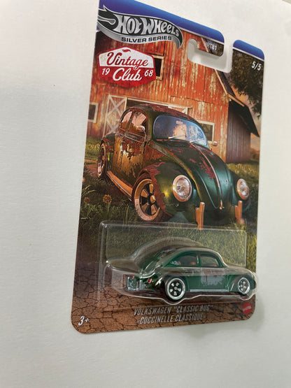 Hot Wheels 1/64 Silver Series Vintage 1968 Club Volkswagen "Classic Bug" Coccinelle Classique Green - JKY35