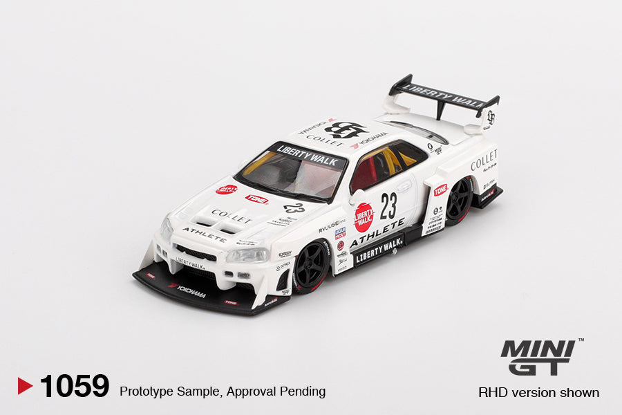 Mini GT 1/64 Nissan LB-ER34 Super Silhouette ATHLETE/COLLET n.23 White - MGT01059