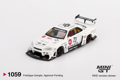 Mini GT 1/64 Nissan LB-ER34 Super Silhouette ATHLETE/COLLET n.23 White - MGT01059
