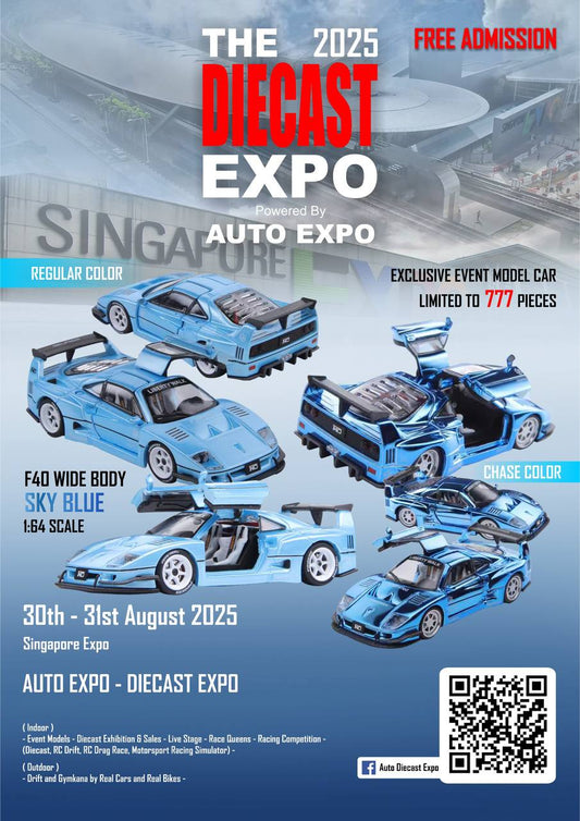 Demon King Auto 1/64 2025 Auto Expo Singapore Ferrari F40 LBWK Blue - Damaged Box