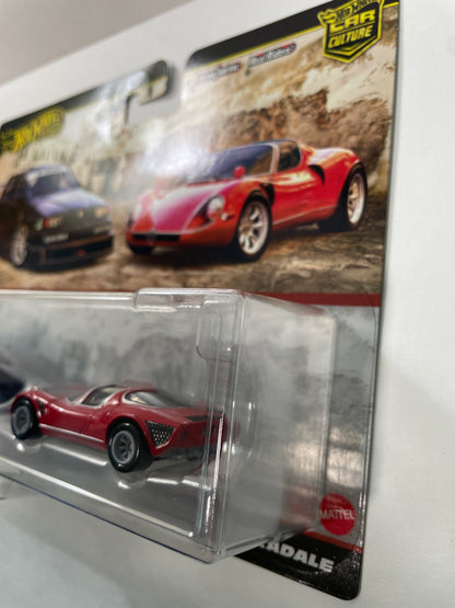 Hot Wheels 1/64 Premium Car Culture 2 Pack Alfa Romeo 155 V6 TI Black & '69 Alfa Romeo 33 Stradale Red - JBK95