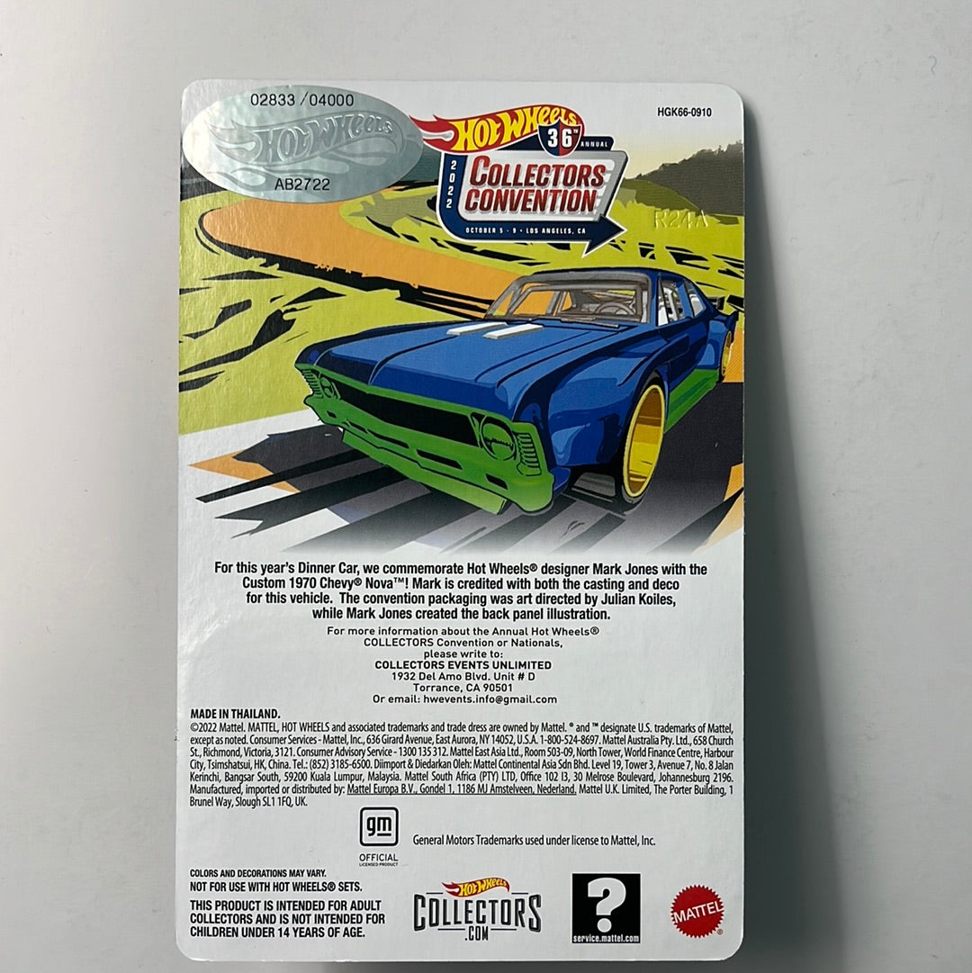 Hot Wheels Los Angeles 2022 Convention Custom 1970 Chevy Nova Dinner Car