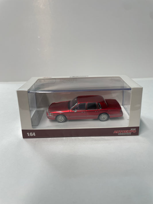 MK Miniatures 1/64 2025 Auto Expo Singapore Lincoln Town Car Red