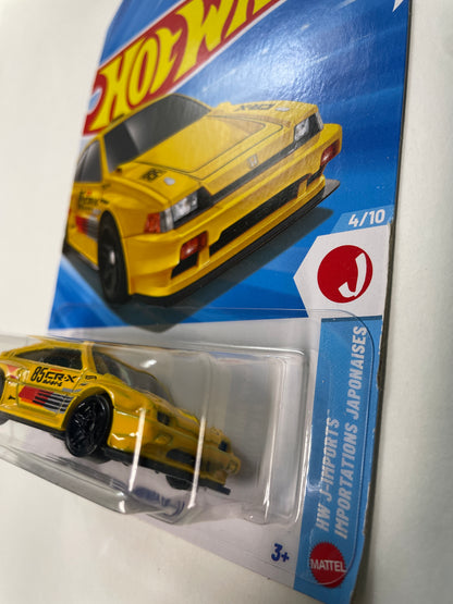 Hot Wheels 1/64 1985 Honda CR-X Yellow - Damaged Box