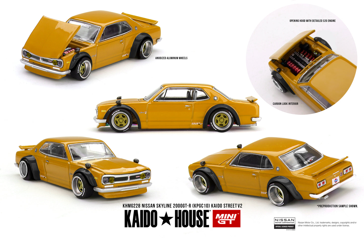 Mini GT x Kaido House 1/64 Nissan Skyline 2000 GT-R (KPGC10) Kaido Street V2 Orange - KHMG228