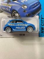 Hot Wheels 1/64 Fiat 500 Polizia Blue - Damaged Card