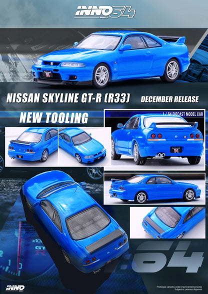 Inno64 1/64 Nissan Skyline GT-R R33 Bayside Blue