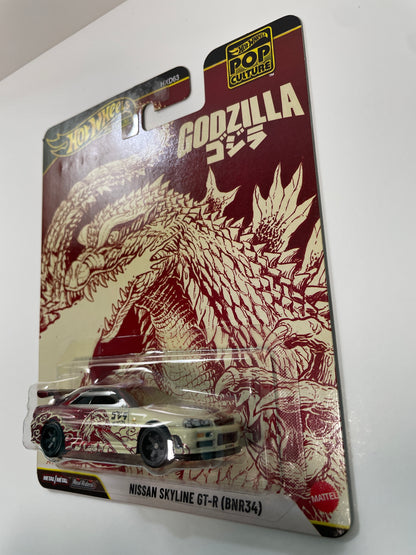 Hot Wheels 1/64 Pop Culture Godzilla Nissan Skyline GT-R (BNR34) Red - JHW90 - Damaged Box