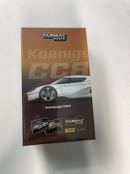 Tarmac Works 1/64 Koenigsegg CC850 White with Tarmac Cards Combo Set - GLOBAL64 - T64G-TL051-WH