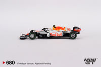 Mini GT 1/64 Red Bull RB16B #33 Max Verstappen 2021 Turkish Grand Prix 2nd Place White