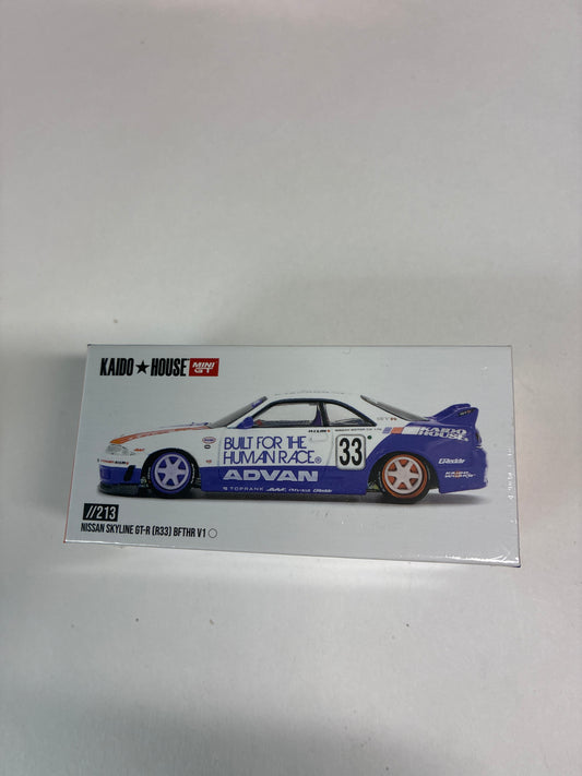 Mini GT x Kaido House 1/64 Nissan Skyline GT-R (R33) BFTHR V1 White & Blue - KHMG213