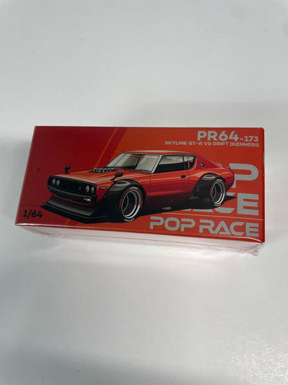 Pop Race 1/64 Nissan Skyline GT-R V8 Drift (Kenmeri) Orange - PR64-173