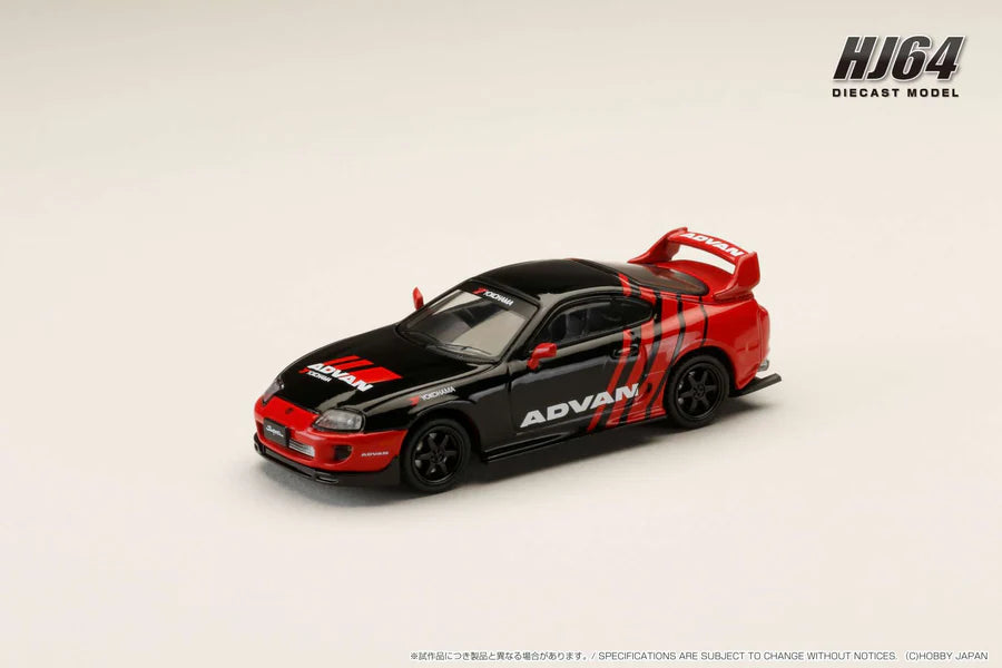 Hobby Japan 1/64 Toyota Supra (JZA80) YOKOHAMA ADVAN COLOR Customized Ver. Black & Red - HJ645042AV