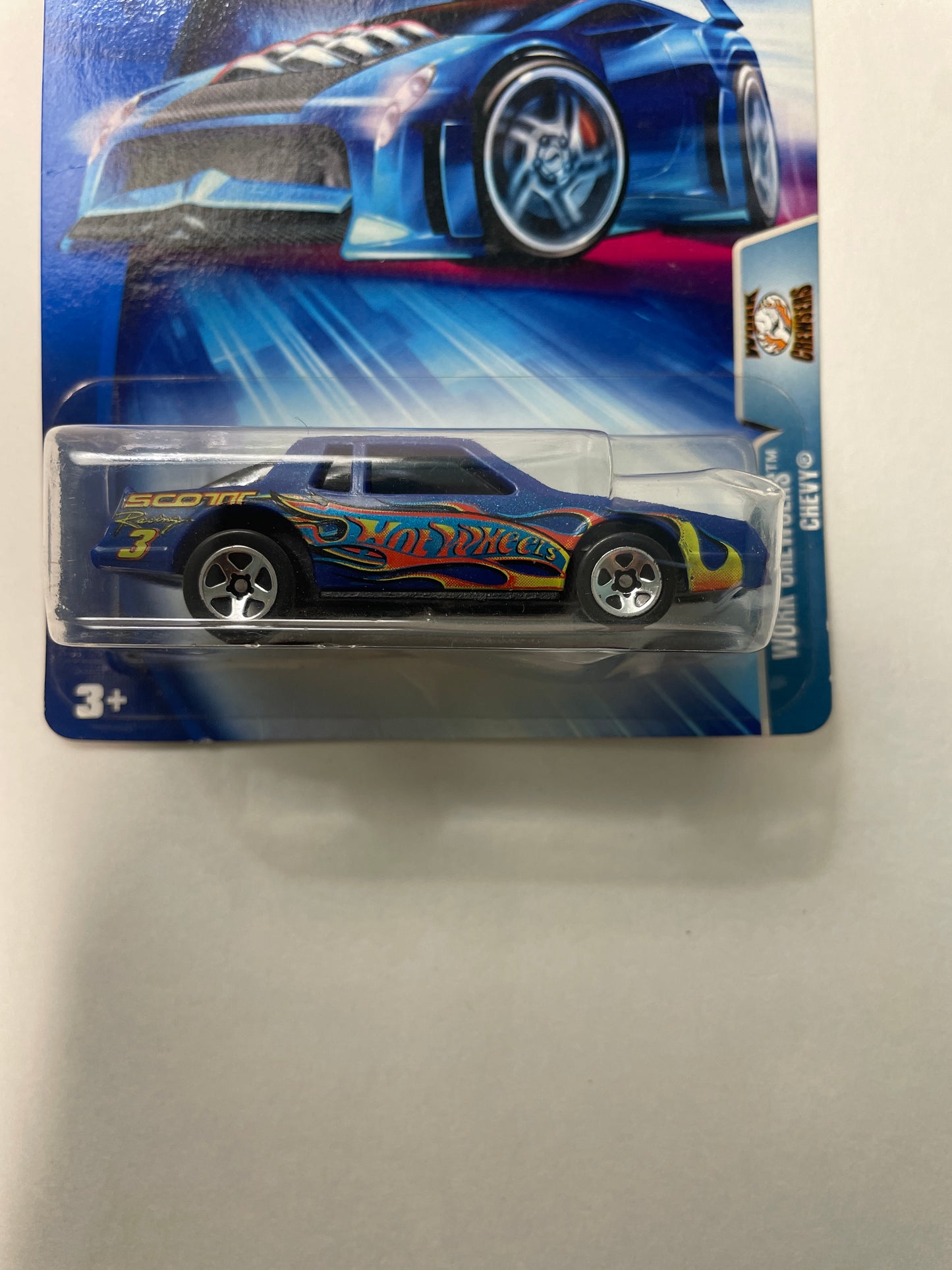 Hot Wheels 1/64 Work Crewsers Chevy Blue Damaged Box