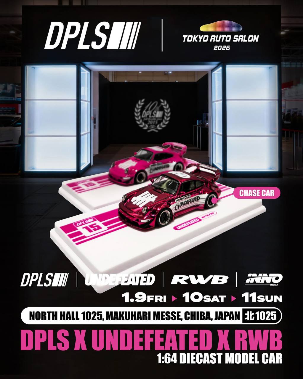 Inno64 x DPLS 1/64 2026 Tokyo Auto Salon Porsche RWB 964 Pink - IN64-964RWB-UNDFTD-03