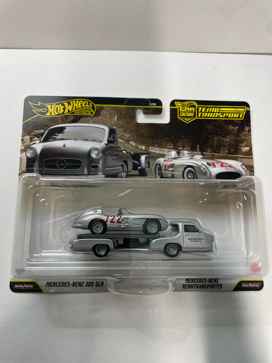 Hot Wheels 1/64 Car Culture Team Transport Mercedes-Benz 300 SLR & Mercedes-Benz Renntransporter Silver - JHX90