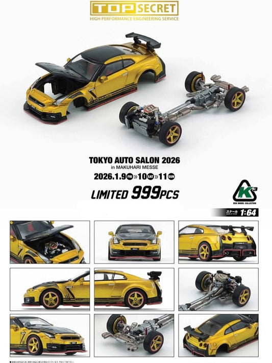 BM Creations / K3 Model Collection 1/64 2026 Tokyo Auto Salon Top Secret Nissan 35 GT-R Gold - 64B0494