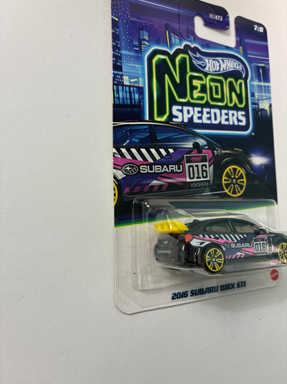 Hot Wheels 1/64 Neon Speeders 2016 Subaru WRX STI Black & Pink - JKY06