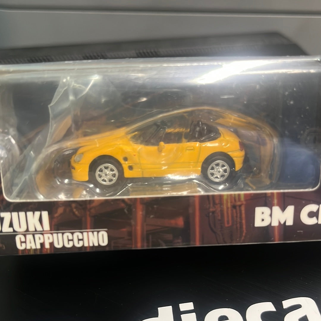 BM Creations 1/64 Suzuki Cappuccino Yellow w/ Extra Wheels & Removable Roof