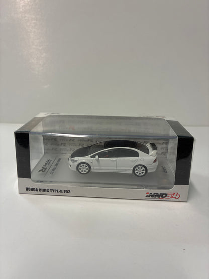 Inno64 1/64 Honda Civic Type-R FD2 White & Black - IN64-FD2-WHHKS